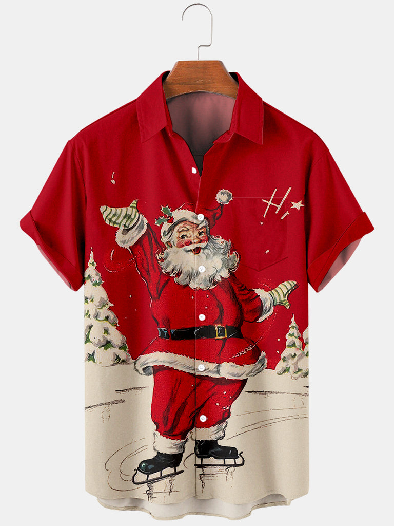 Men's Christmas Element Large Short Sleeve Shirt Red / M