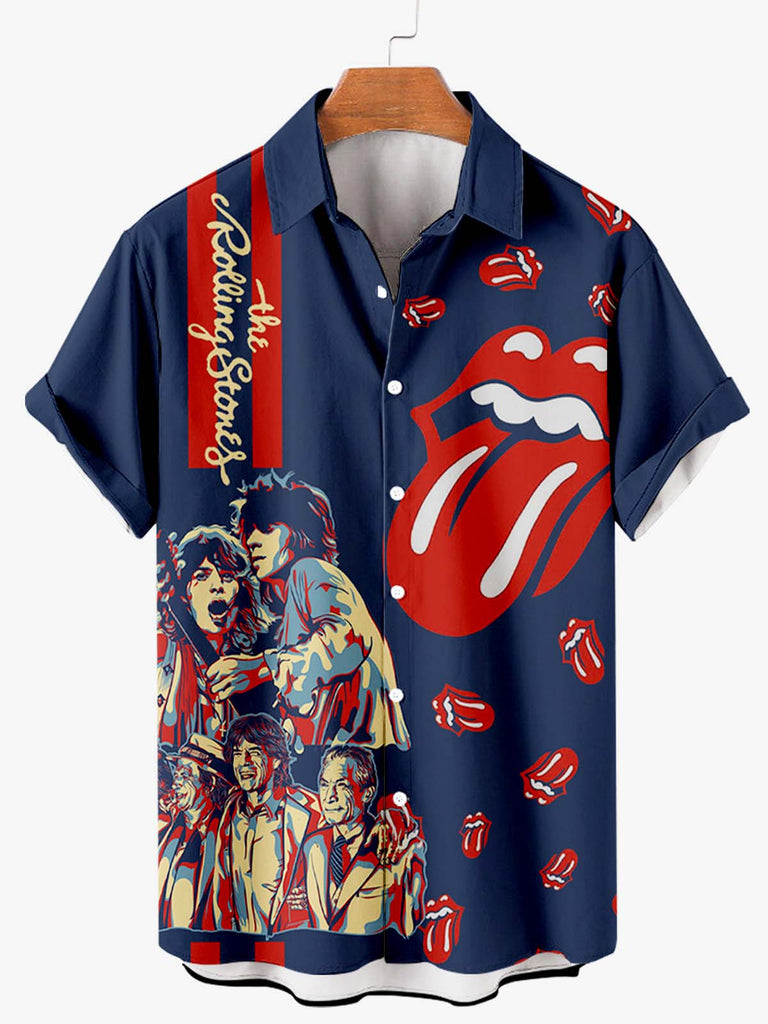 The Rolling Stones Print Men's Shirt Blue / M