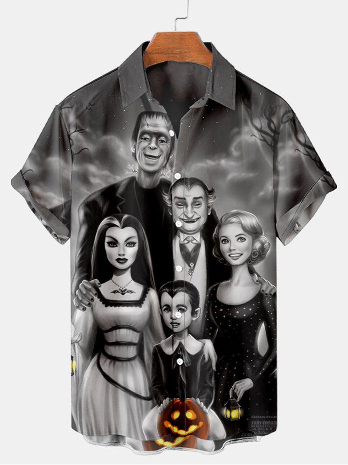 Halloween Monster Family Men's Short Sleeve Shirt Black / M