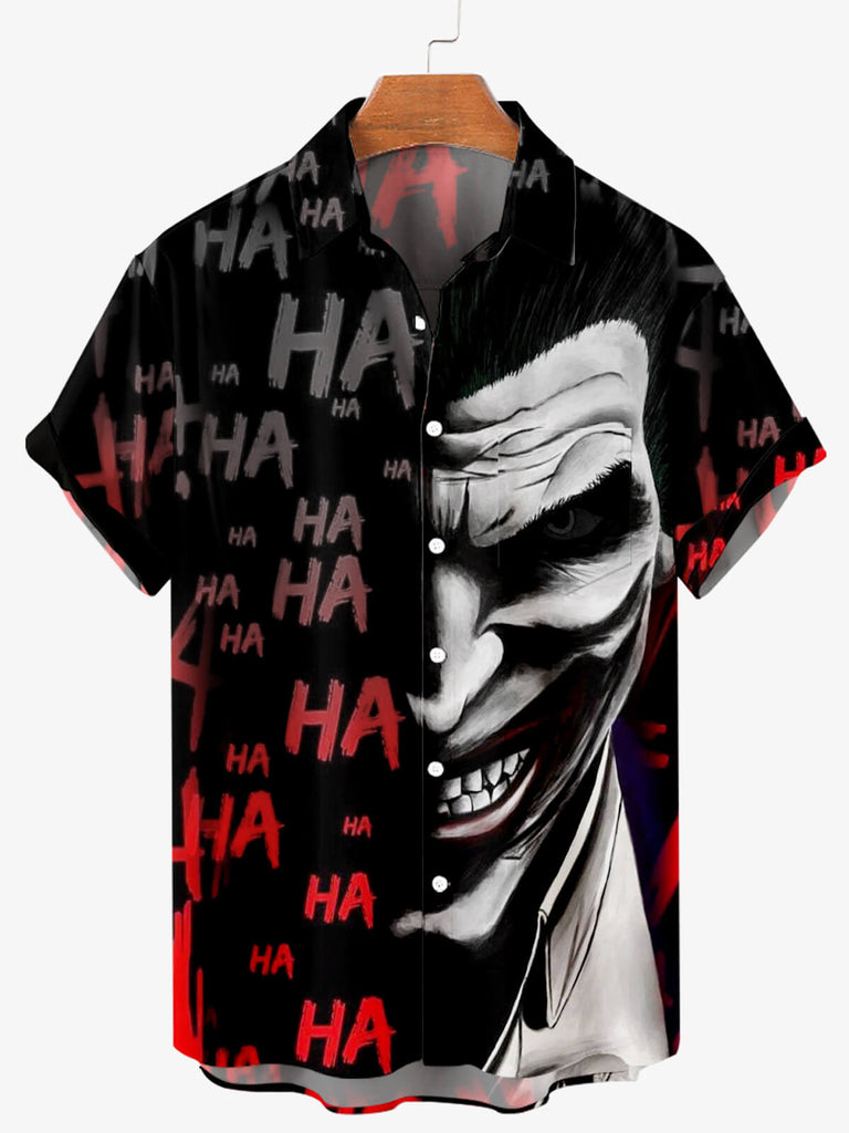 Halloween Smiling Joker Men's Short Sleeve Shirt Black / M
