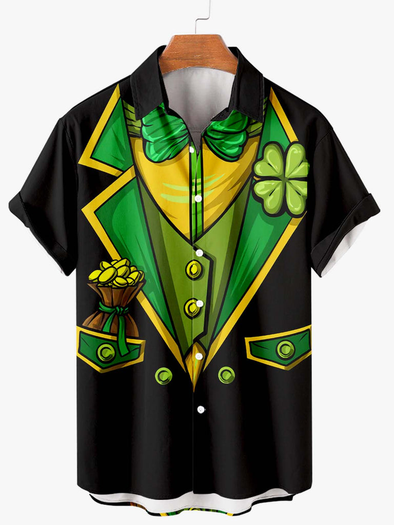 Happy St. Patrick's Day Men's Short Sleeve Shirt Black / M
