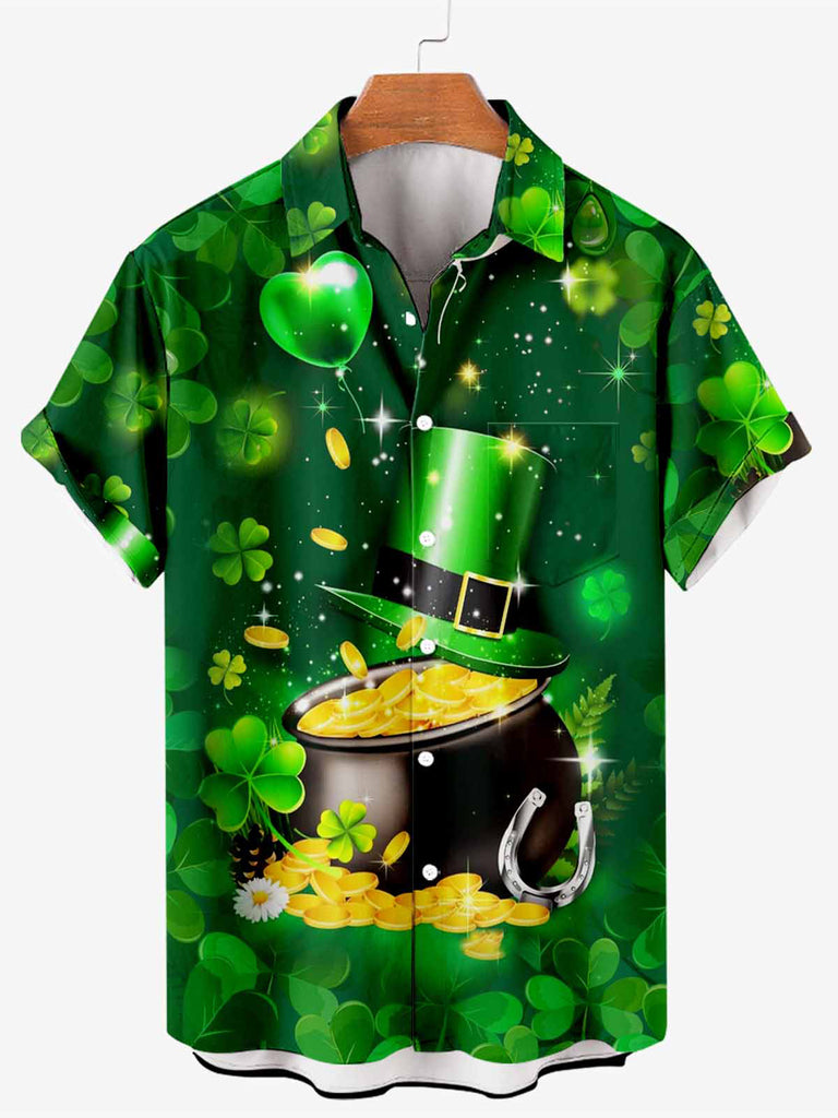 Happy St. Patrick's Day Men's Short Sleeve Shirt Green / M