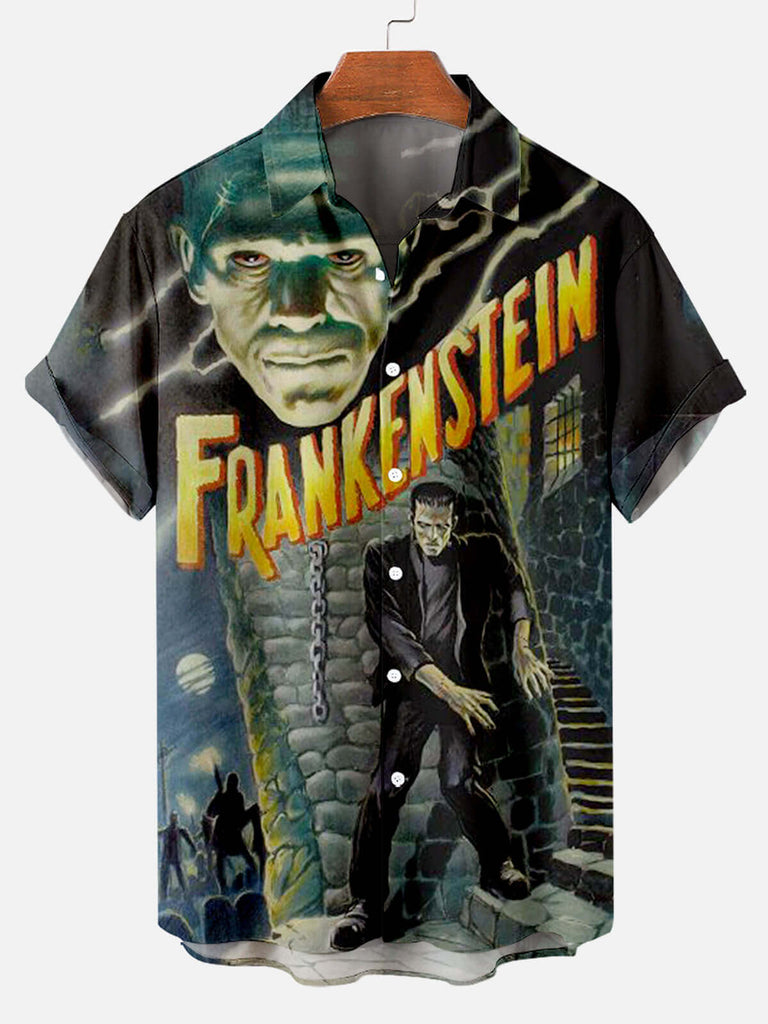 Frankenstein Castle Men's Short Sleeve Shirt Gray / M