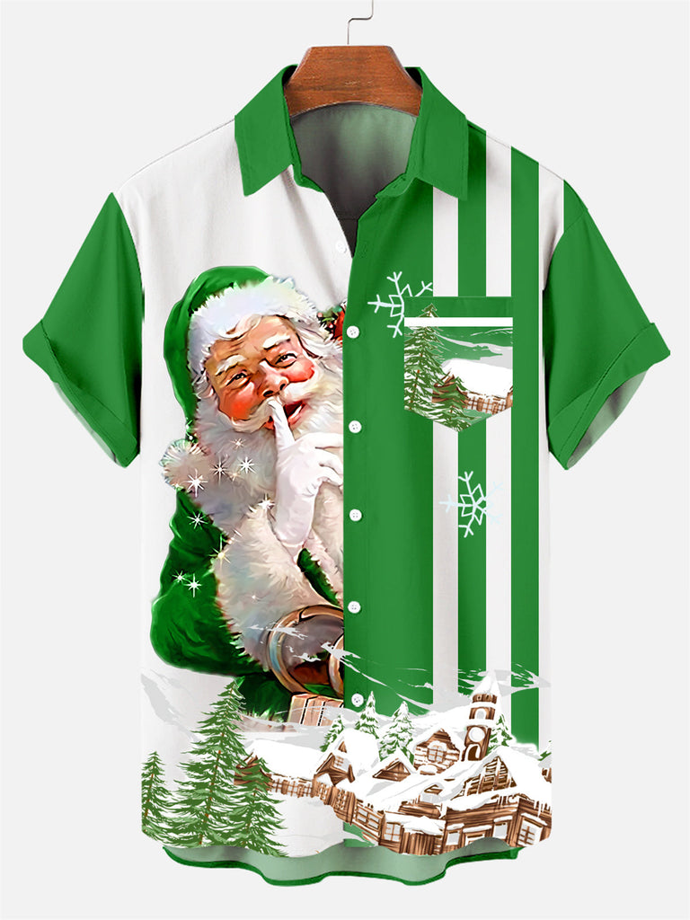 Christmas Secret Santa Men's Short Sleeve Shirt Green / M