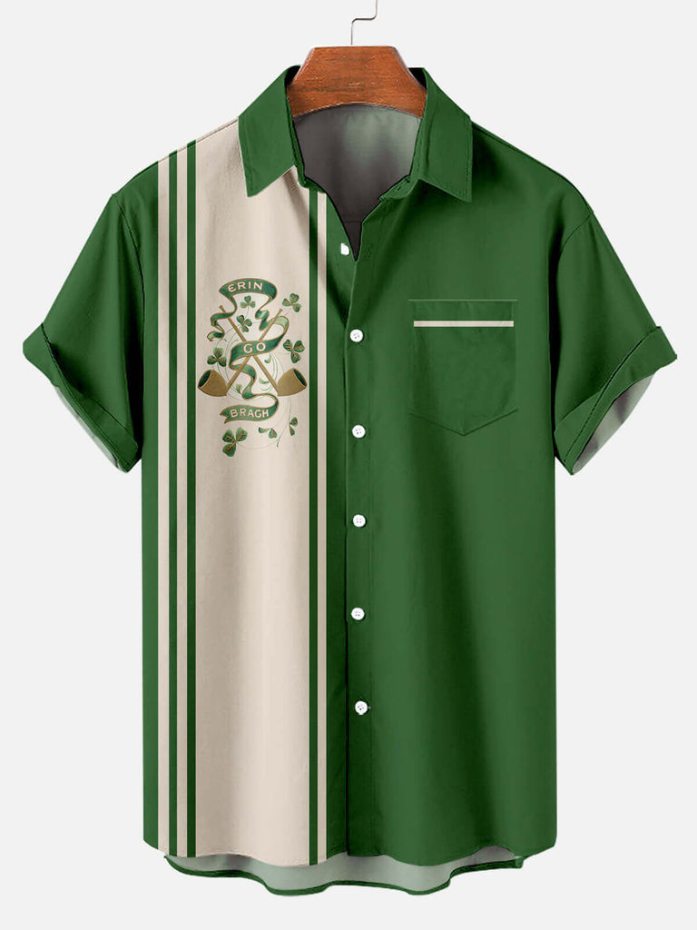 Erin Go Brach Striped Men's Short Sleeve Shirt Green / M