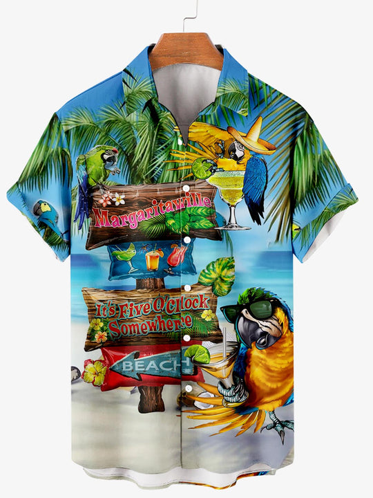 Seaside parrot leisure Men's Short Sleeve Shirt Blue / M
