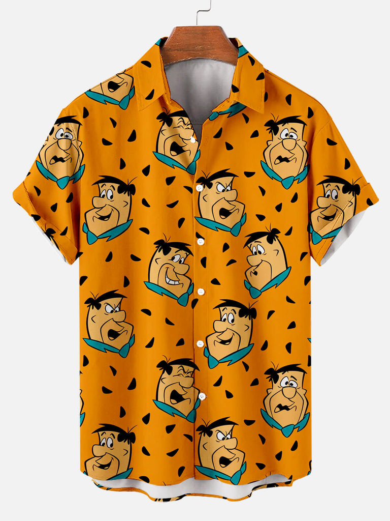 Cartoon head Men's Short Sleeve Shirt Orange / M