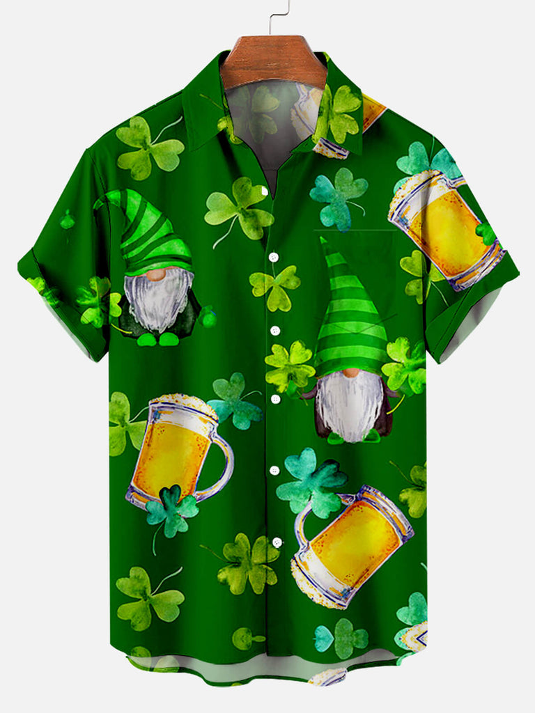 St Patrick's Day Drink Up Men's Short Sleeve Shirt Green / M