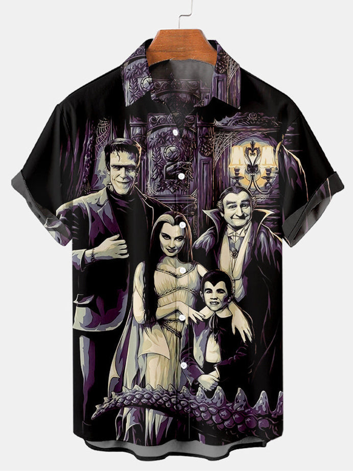 Halloween Classic Monster Men's Short Sleeve Shirt Purple / M