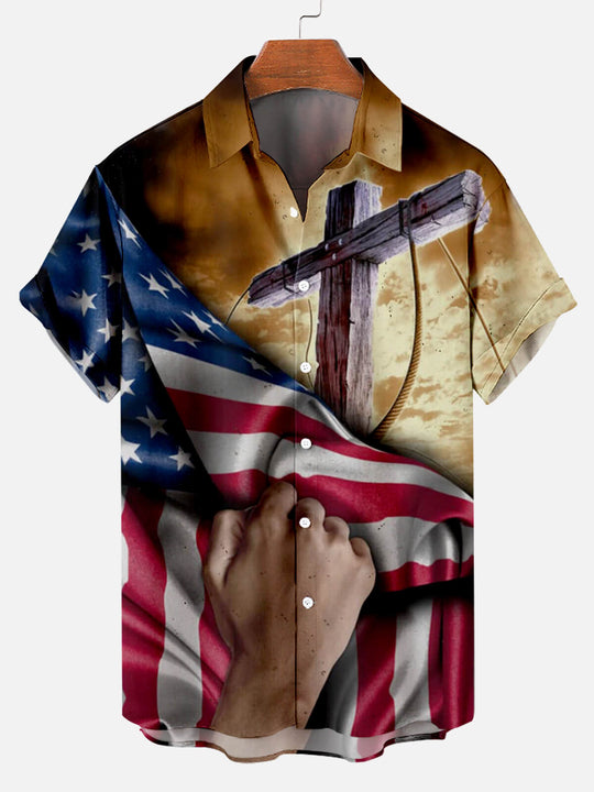 Prayer Under The Flag Men's Short Sleeve Tops Gold / M