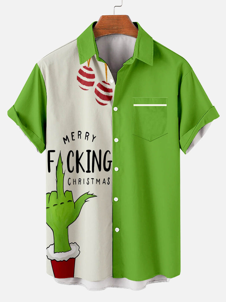 Christmas Green Monster Men's Short Sleeve Shirt Green / M