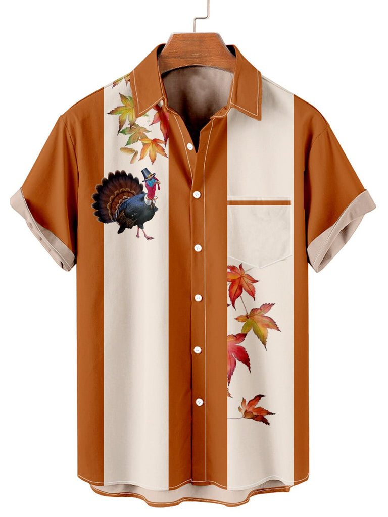 Thanksgiving Turkey Men's Short Sleeve Shirt Orange / M
