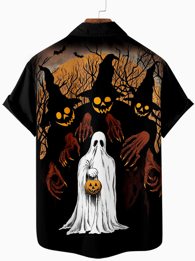 Wizard Ghost Men's Casual Short-Sleeve Shirt