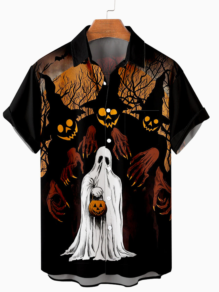 Wizard Ghost Men's Casual Short-Sleeve Shirt Black / M