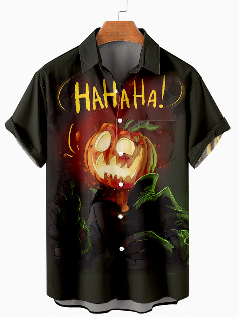 Tricky Pumpkin Men's Short Sleeve Shirt Green / M