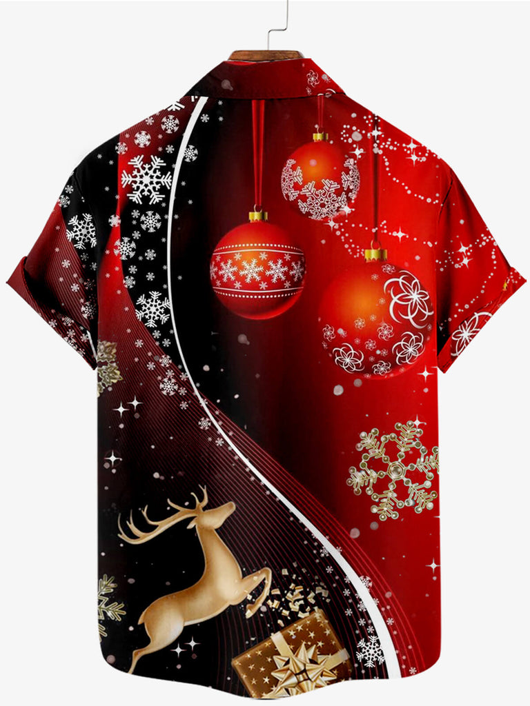 Christmas Elk Men's Short Sleeve Shirt