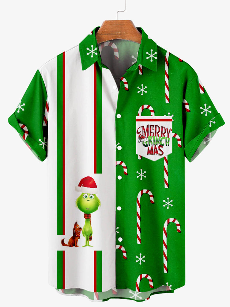 Christmas Green Monstre Men's Short Sleeve Shirt Green / M