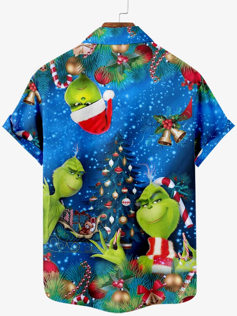 Christmas Snow Green Monstre Men's Short Sleeve Shirt