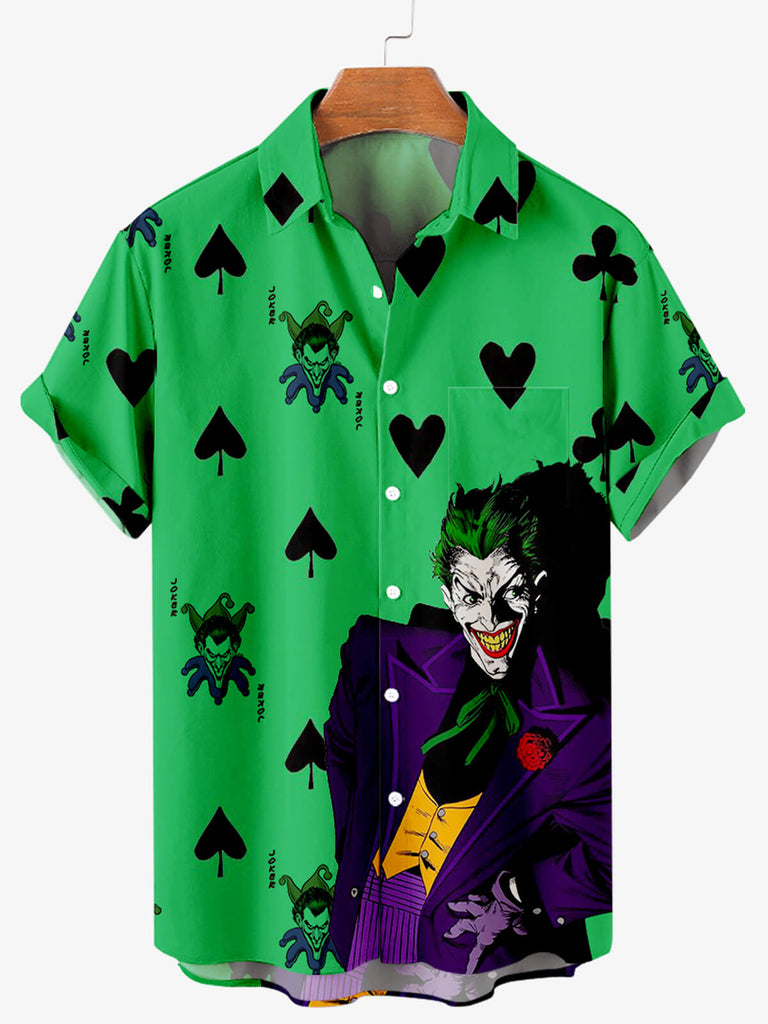 Halloween Joker Men's Short Sleeve Shirt Green / M