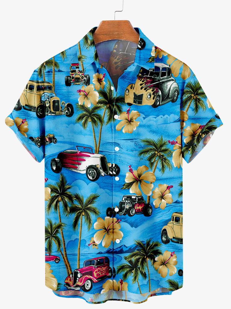 Hawaii Car Travel Men's Short Sleeve Shirt Blue / M