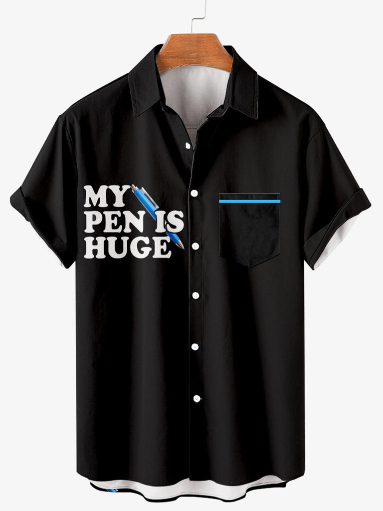 "My Pen" Print Men's Shirt Black / M