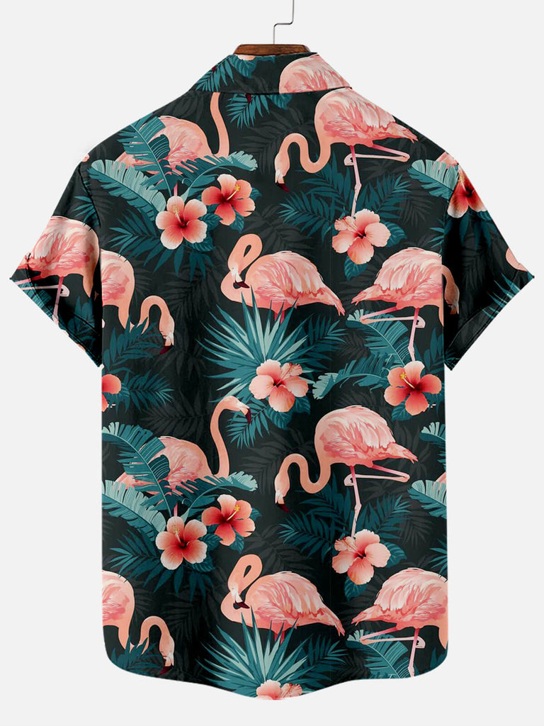 Tropical Flamingo Men's Short Sleeve Shirt