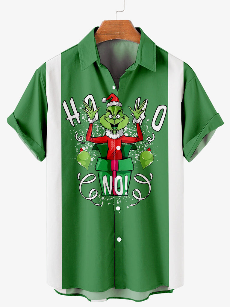 Christmas Grinches Gift Men's Short Sleeve Casual Shirt Green / M