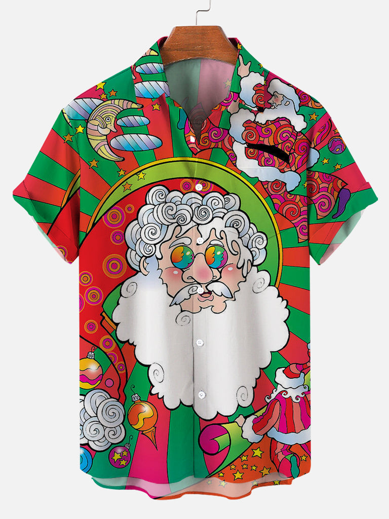 Christmas Flying Santa Men's Short Sleeve Shirt Colors / M