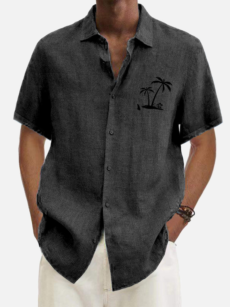 Hawaiian Coconut Tree Cowboy's Men's Short Sleeve Tops Cement / M