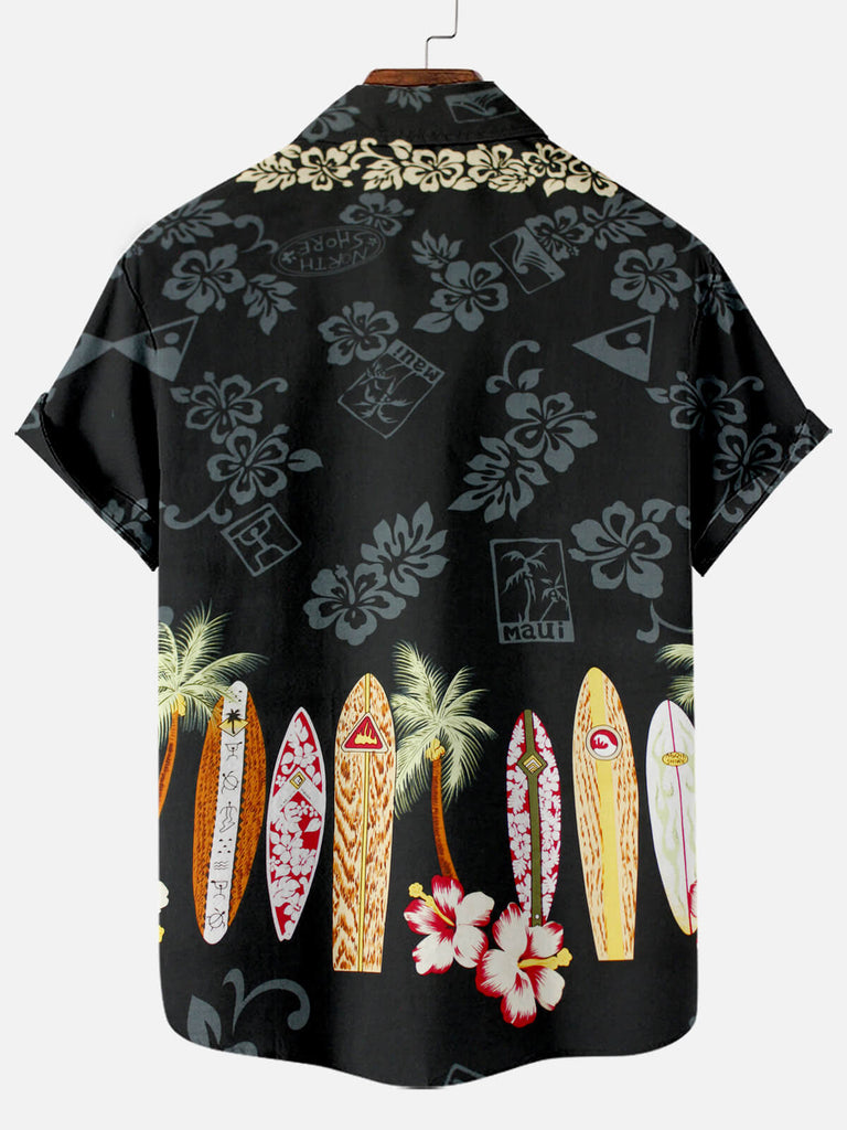 Hawaii black print Men's Short Sleeve Shirt