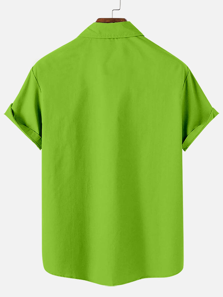 Christmas Green Monster Men's Short Sleeve Casual Shirt