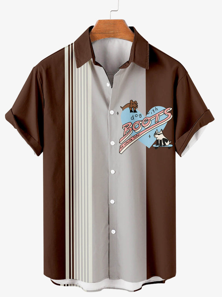 Dog With Boots Men's Short Sleeve Shirt Brown / M