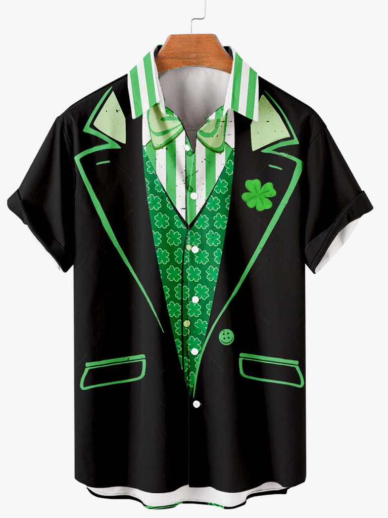 Happy St. Patrick's Day Men's Short Sleeve Shirt Black Stripe / M