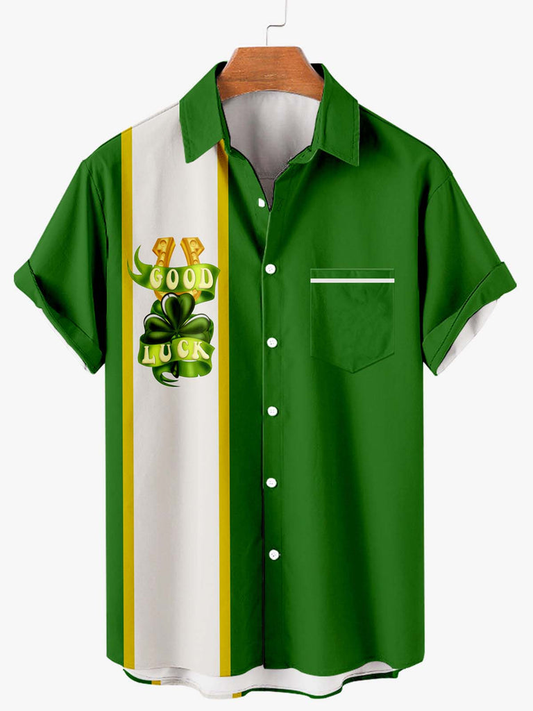 Good Luck Men's Short Sleeve Shirt Green / M