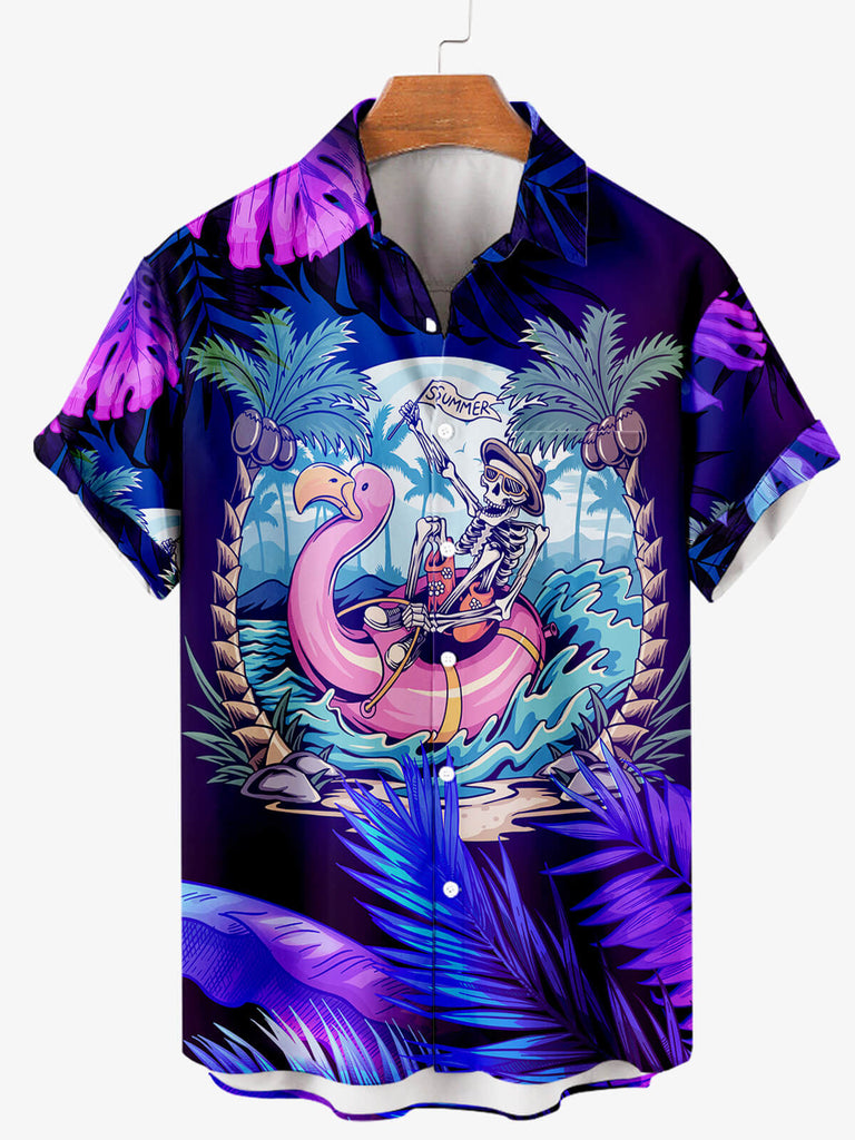 Aloha Hawaii Summer Men's Short Sleeve Shirt Purple / M