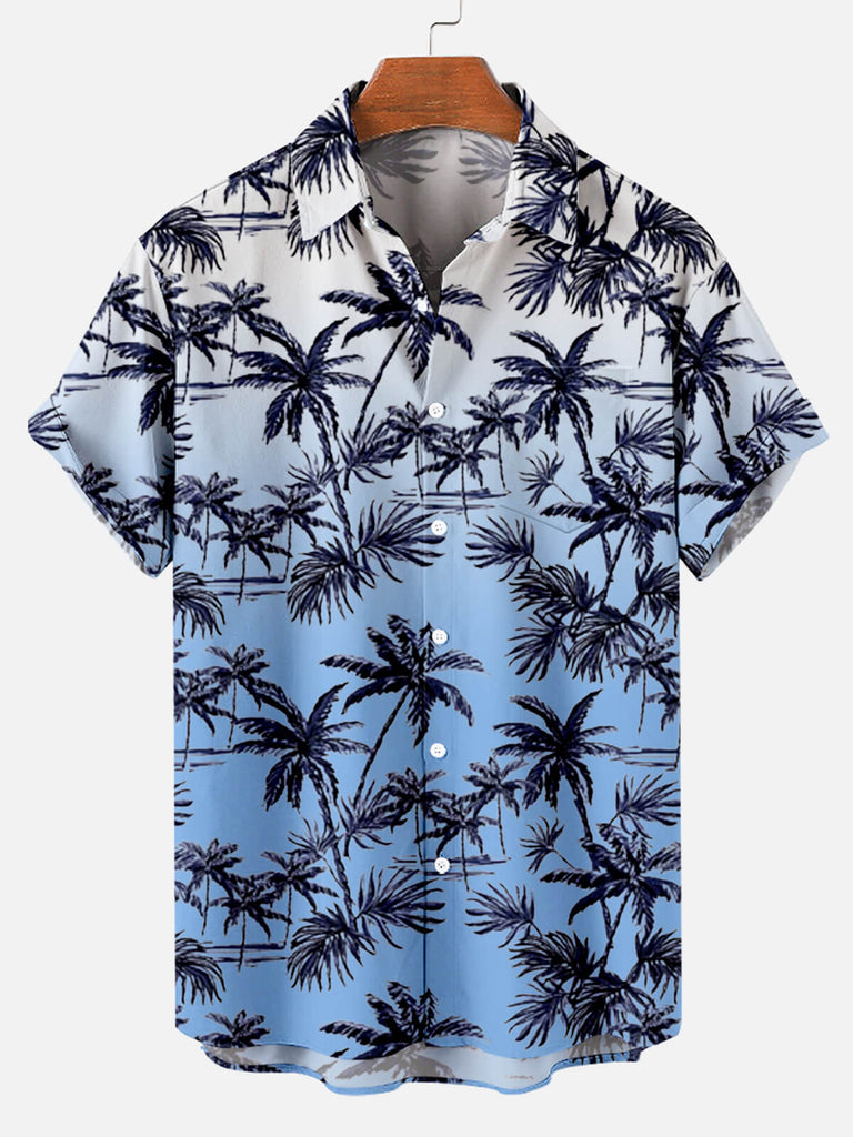 Hawaii Coconut Tree Men's Short Sleeve Shirt Blue / M