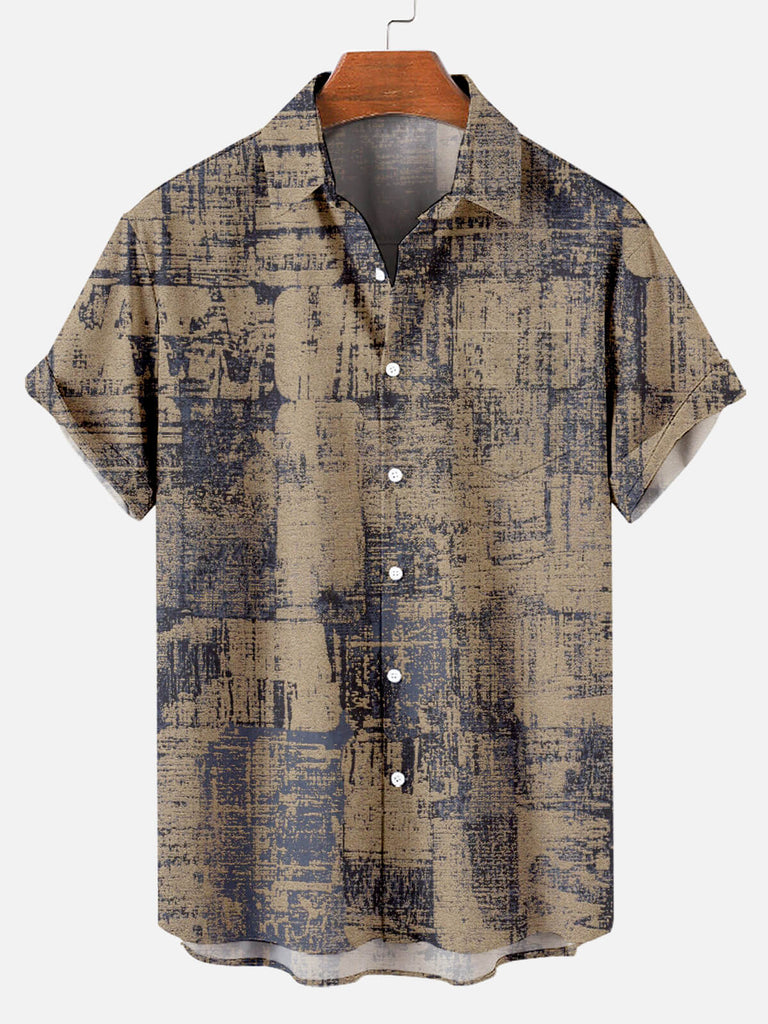 Abstract Print Men's Short Sleeve Shirt Blue / M
