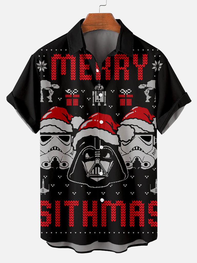 Merry Christmas Stormtrooper Men's Short Sleeve Shirt Black / M