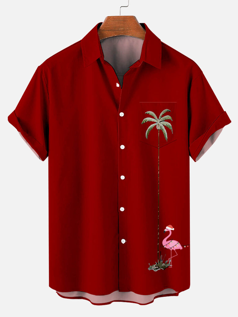 Hawaii Flamingo Coconut Men's Short Sleeve Shirt Red / M