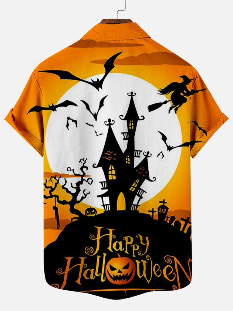 Happy Halloween Castle Element Men's Short Sleeve Shirt