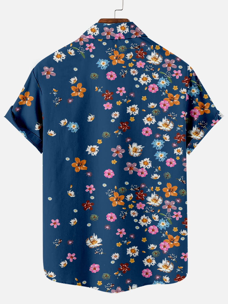 Hawaii Flower Print Men's Short Sleeve Shirt