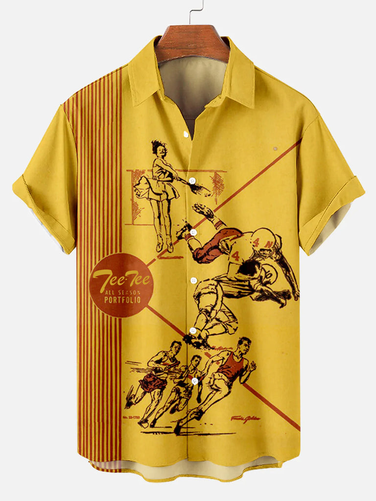 Men's 70's-80s Pop Culture Nostalgia Shirt Light Yellow / M