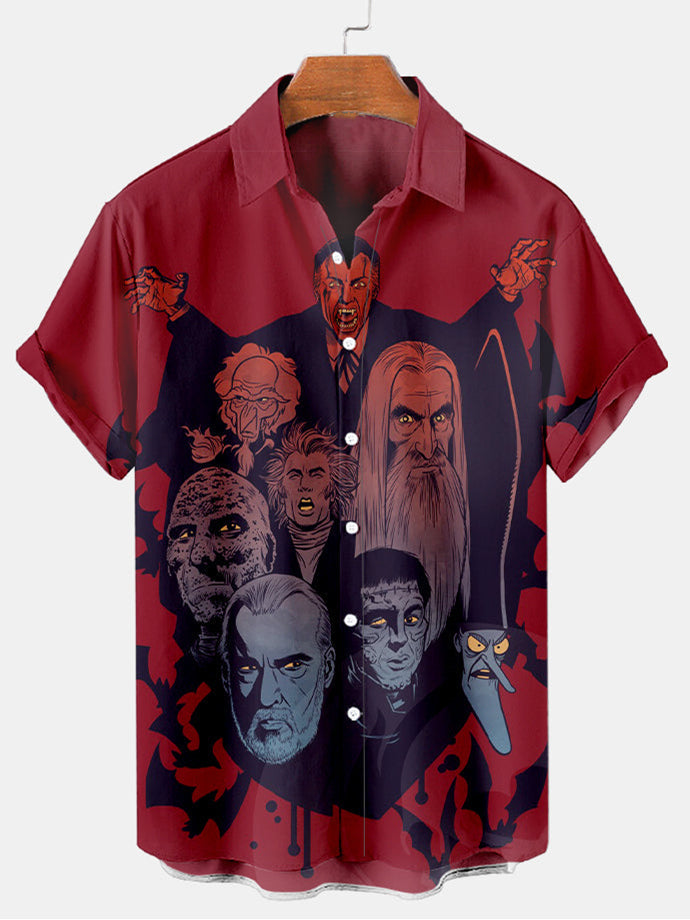 Halloween Vampire Men's Short Sleeve Shirt Red / M