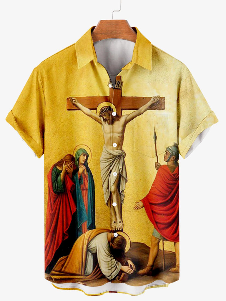 Easter Print Men's Shirt Gold / M