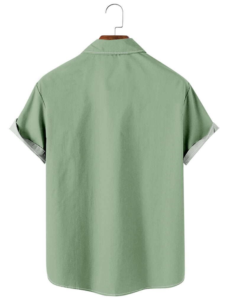 Men's Coconut Tree Colorblock Front Pocket Shirt
