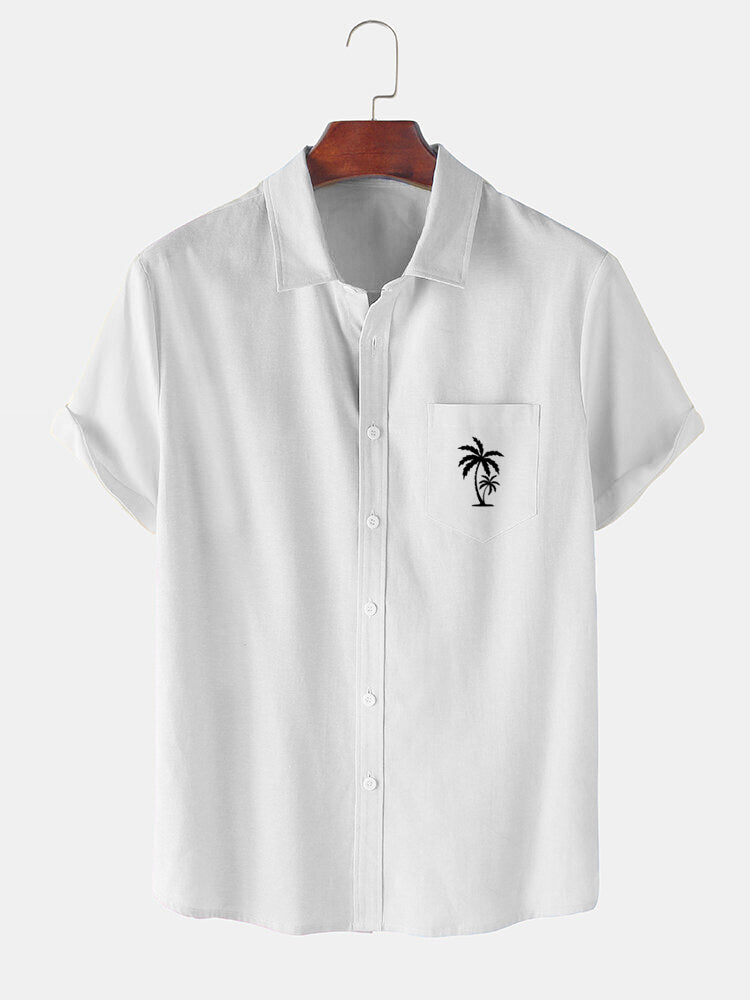 Men's Palm Tree Element Short Sleeve Shirt White / M