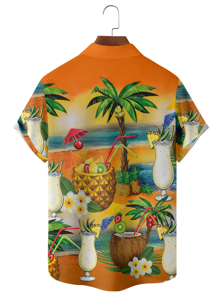 Hawaii Fruit Print Men's Short-Sleeve Shirt