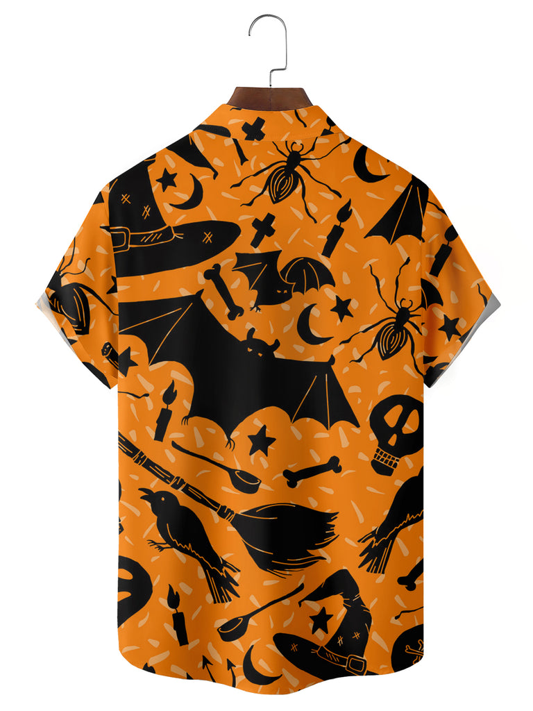 Halloween Men's Wizard Bat Print Plus Size Shirt
