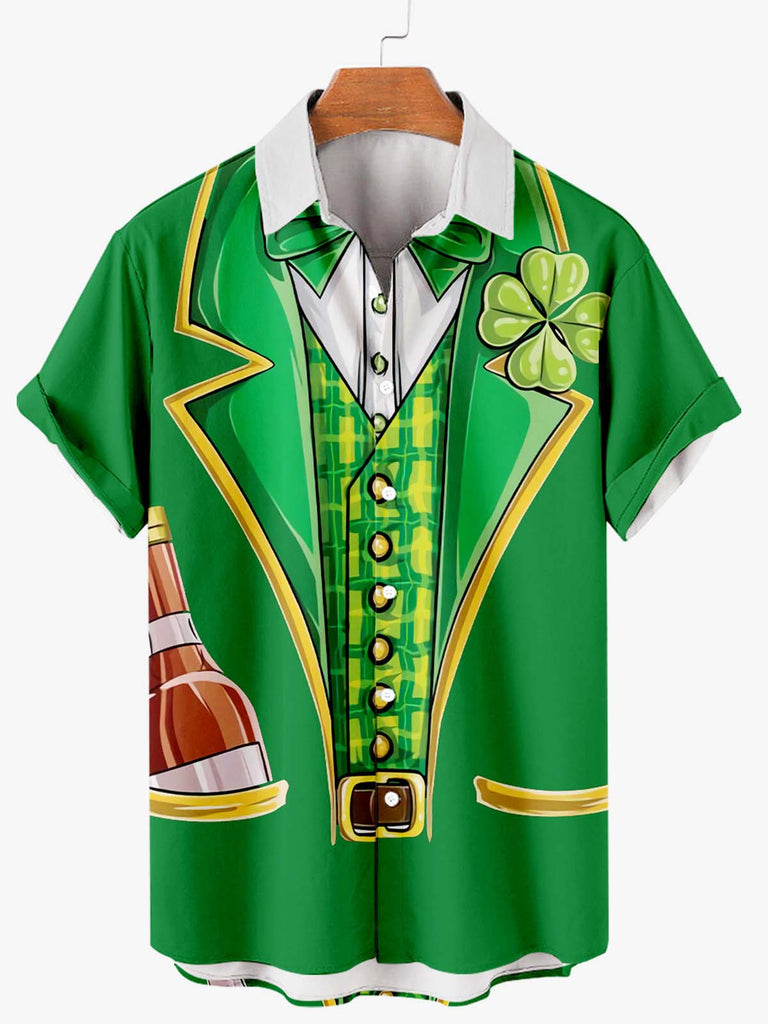 Happy St. Patrick's Day Men's Short Sleeve Shirt Green / M