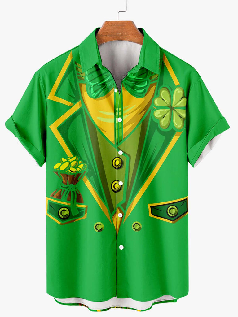 Happy St. Patrick's Day Men's Short Sleeve Shirt Grass Green / M